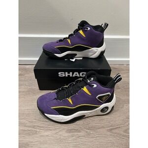 Shaq H.O.F. Basketball Shoes Purple Black Yellow Kids Size 3 AQ95027YUZ NEW